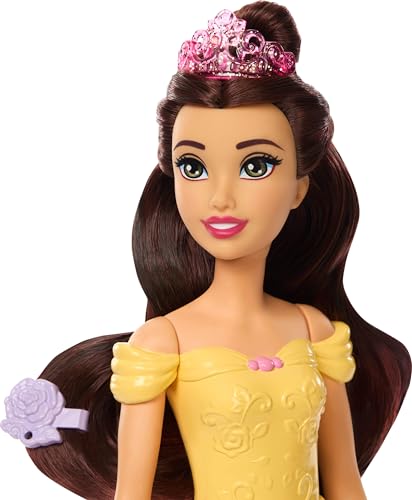 Mattel Disney Princess Belle Fashion Doll & Dog Figure with Color Change Spots, Bathtub, Brush & Hair Accessories, Inspired by Beauty & The Beast - image 3