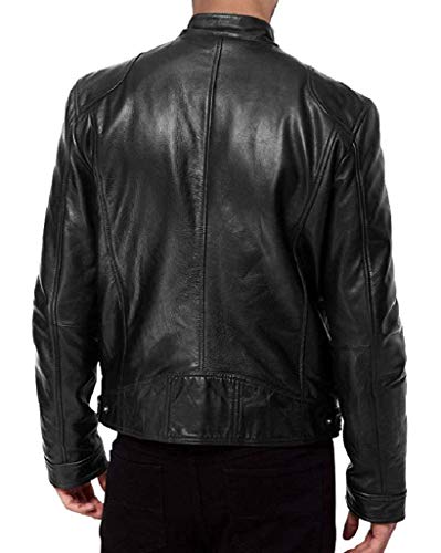 Men's SWORD Genuine Lambskin Leather Biker Jacket2