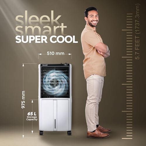 Image of SUMMERCOOL Kohinoor 65L Desert air cooler with wheel for Room | High Speed Fan | 25ft powerful air throw | Inverter Compatible | HoneyComb| Collapsible Louvres | 1 year warranty| White