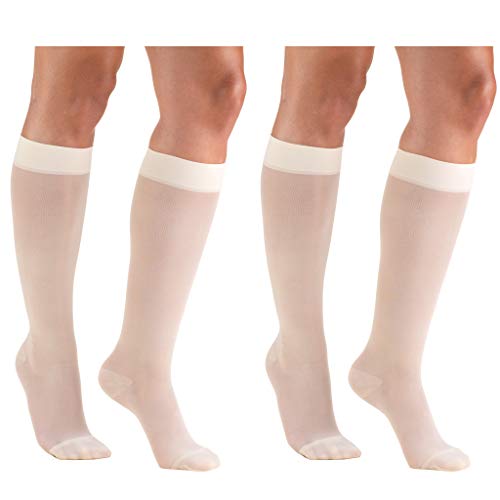 Image of Truform Compression 15-20 Mmhg Sheer Knee High Stocking, Medium (Pack of 2), Ivory