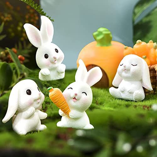 Huhebne 7 PeçAs Miniaturas de Jardim Miniaturas de Coelho Animais Figuras de Artesanato FaçA Você Me