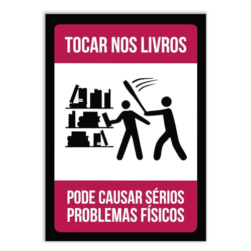 Placa Decorativa A4 Engraçada Não Toque Nos Livros Geek