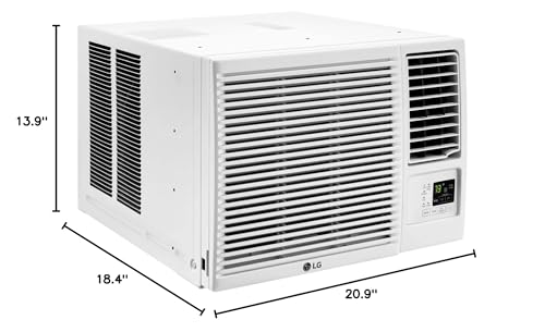 Image of LG 7,600 BTU Window Air Conditioner with Heat, 115V, Cools 330 Sq.Ft. for Bedroom, Living Room, Apartment, with Remote, 2 Speeds, Slide In-Out Chassis, 24-hour Timer, White