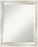 Amanti Art Silver Bathroom Mirror for Over Sink, 22x18 Crackled Metallic Narrow Rectangle Vanity Mirror, Small Casual Frame, Hangs Horizonally and Vertically, Bathroom Wall Decor, Beveled Edge