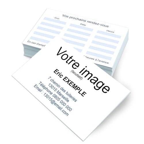 Cartes de rendez-vous personnalisées UTTSCHEID papier cartonné 90x55 mm pour rappel horaire