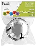 Essentials By Leisure Arts Jingle Bell 2.56in Silver 1pc - Large Silver Craft Bell for Holiday Decorations, Ornaments, DIY Projects, Home DΓ©cor, and Jewelry Making