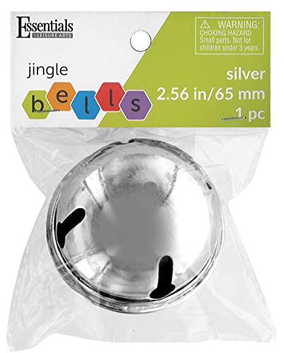 Essentials By Leisure Arts Jingle Bell 2.56in Silver 1pc - Large Silver Craft Bell for Holiday Decorations, Ornaments, DIY Projects, Home Décor, and Jewelry Making