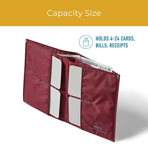 Image of Allett Original Wallet, Mulberry | Nylon, RFID Blocking, Thin Bifold, Minimalistic, Front Pocket | Holds 4-24+ Cards, Bills, Receipts | Wallets for Men & Women