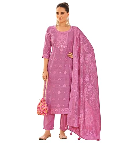 Image of Shaily Premium Silk Blend Woven Design Readymade Kurta with Pants and Dupatta Set | Ethnic Set | 3-Piece Suit Set | Haldi and Wedding Suit Set for Women