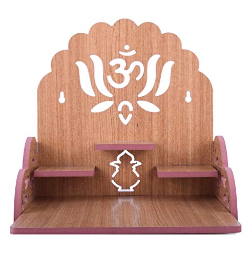 Fully Handmade Beautiful Wooden Home and Office Temple/Pooja Mandir(28 x 28 x 26 cm) (Light Brown 1)