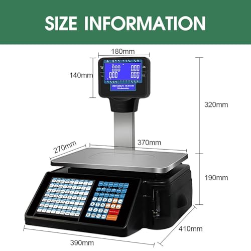 Báscula digital comercial con impresora 30kg con pantalla doble miniatura 6