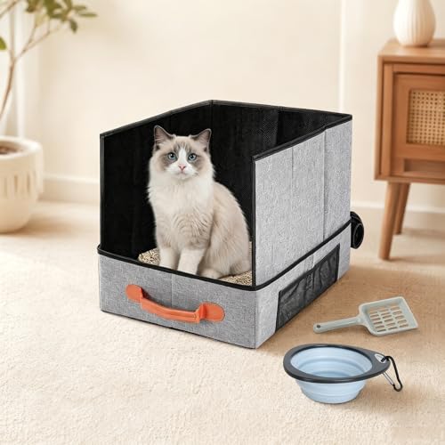 Arenero portátil para gatos plegable de 50x40x28 cm fácil de limpiar para camping 8