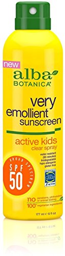 Alba Botanica Very Emollient, Active Kids Spray Sunscreen SPF 50 6 oz (Pack of 4)