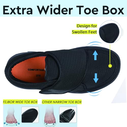 Image of Diabetic Shoes for Men Women, Adjustable Extra Wide Slip-on Walking Shoes with Arch Support, Therapeutic Cushioning for Swollen Feet Neuropathy Edema, Orthopedic Hook and Loop Closure for Seniors