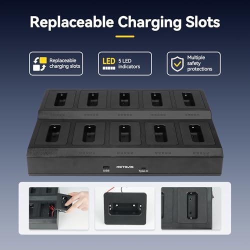 Image of Retevis RT22 FRS Walkie Talkies with Earpiece & Multi-Charger (10 Pack)