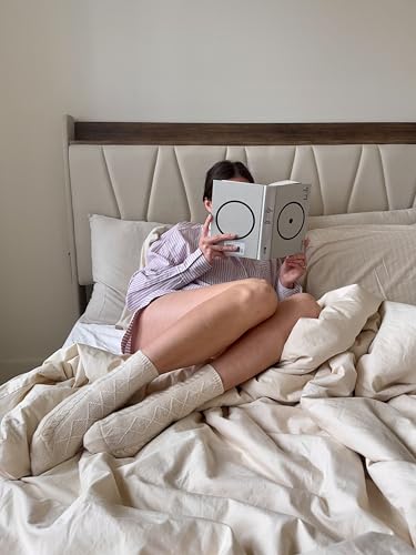 100% Pure Cashmere Women's Sleep Socks, 3-Ply Ultra Soft Cozy Cable Knit, Luxury Bed Socks for Warmth, Comfort, and Lounging4