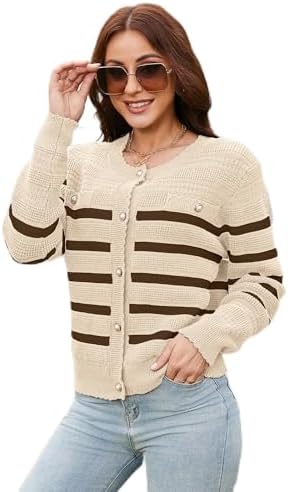 Cardigã Blazers para mulheres, jaqueta de tweed de malha, cardigãs, grossos, com botões, casaco com ...