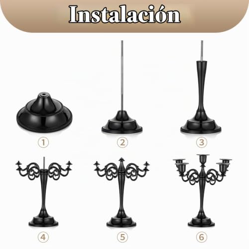 Miniatura 6 de Sziqiqi Candelabro Portavelas 5 Brazos Halloween, Negro Mate Candelabro Decorativos De Velas Para Centros De Mesa Fiesta Boda Navidad Mantel Decoración