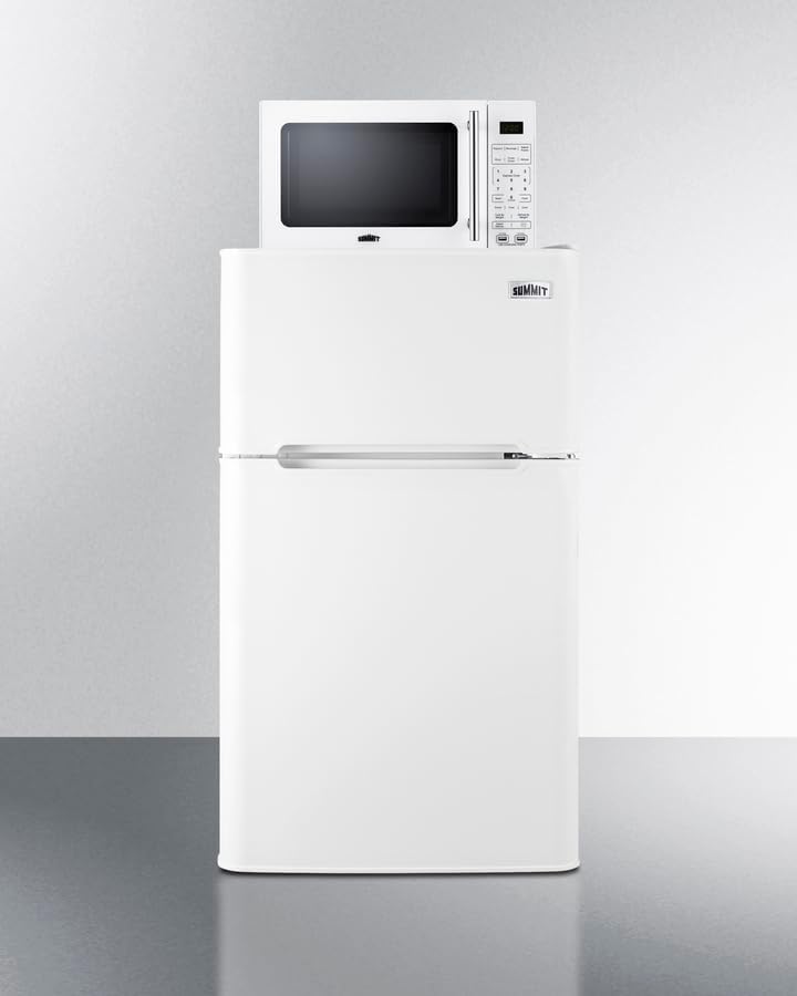 Summit Refrigerator Freezer and Microwave Combination, Breakroom, With USB Ports and Allocator, White- MRF34WA (Right Hand Door)