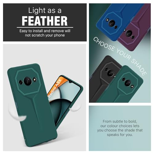 Image of WOW IMAGINE Slim Back Cover for Mi Redmi A3 | Redmi A3X | Poco C61 | Blade Series Ultra Thin Case with Lightweight Design | Camera Protection | Soft Matte Silicone Flexible Mobile Case - Green