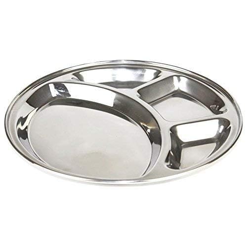 Kitchen4U Stainless Steel Plates | Set of 6 | Bhojan thali (Small) | Plates with 4 Compartment | Ashtami Gift | Kanjakein Gift Ideas | Dessert Plate Set of 6 (B0CZRY61FB) Amazon Price History, Amazon Price Tracker