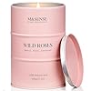 Msense wild rose large natural scented candle 120 hours long lasting soy candles 212oz stress relief luxury aromatherapy candles for women romantic candle valentines day gifts for her  urban country home decor