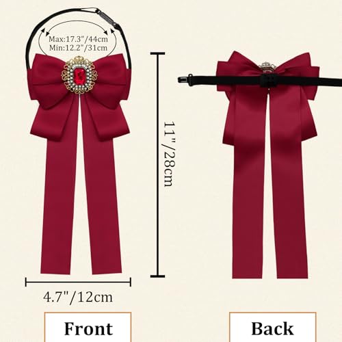 Image of Womens Bow Tie Adjustable Rhinestone Bowtie for Women Ladies Girls Pre-tied Womens Tie for Shirt Suit Uniform