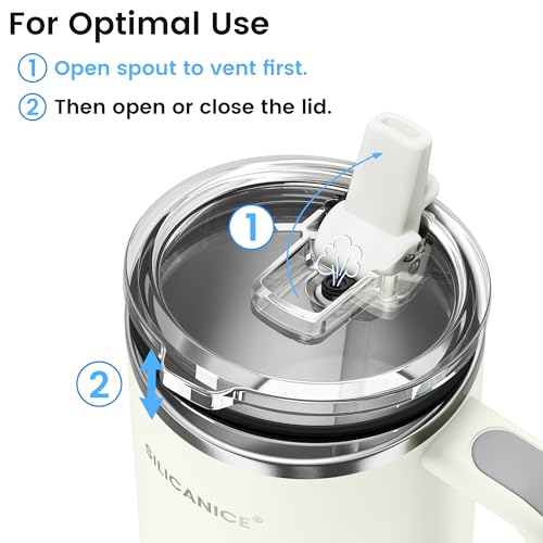 Image of For Travel & Gym - Never Drink from a Moldy Lid Again: 40oz Hygienic Tumbler, 100% Leakproof Lid & Removable Foldable Spout. Reinforced Base, Fits Cup Holders - Cream