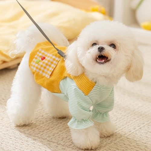 Pantalones de disfraz para perro M amarillo suave con anillo para correa miniatura 3