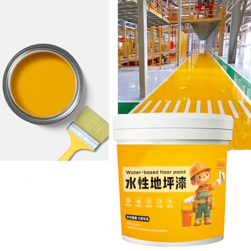 Peinture époxy imperméable à base d'eau, 300 g de sol en béton avec pinceau, peinture antidérapante à séchage rapide pour la maison, garage, jaune