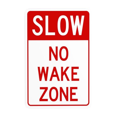 Universal No Wake Zone Traffic Sign, Water Channel Safe Navigation Reminder Metal Sign for Marina Public Area, 12x8 Inch