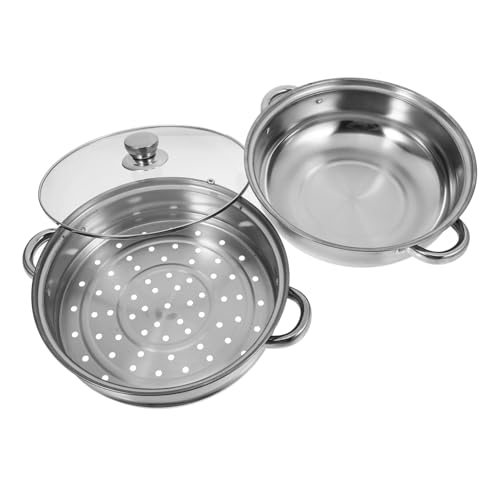 ULTECHNOVO 2livello Pentola Vapore in Acciaio Vaporiera Per Verdure e Mare Pentola Per Cottura Vapore Da Cucina Bagnomaria Zuppa Dim Sum