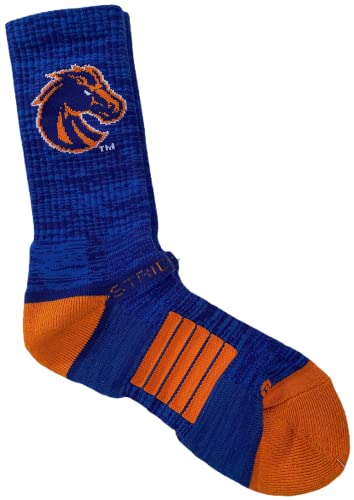 STRIDELINE Men's Boise State Broncos NCAA Full Knit 4 Athletic Socks Blue ONE Size