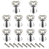 Brandname 10 Pcs Crystal Butterfly Cabinet Drawer Knobs Pull Handle Mini Metal Jewelry Box Gift Case Knobs Single Hole Pull Handles (White)