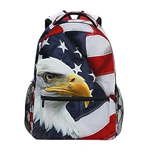 ALAZA Bald Eagle Backpack American Flag Bookbag for Boys Girls Elementary School Bag Personalized 3rd 4th 5th Grade Laptop Travel Daypacks Rucksack