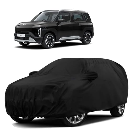 Image of Sulfar 100% Water Resistant Car Body Cover Compatible with Mirror for Kia Syros (Triple Stitched, Full Bottom Elastic, Black)