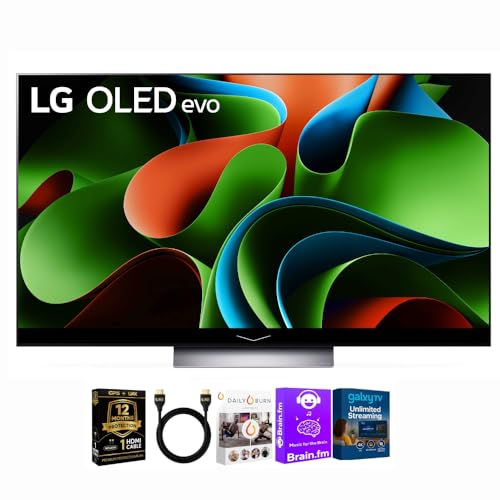 LG 55-Inch OLED C3 HDR 4K Smart OLED TV Bundle - 120 HZ Refresh Rate + UAX 4K HDMI 2.0 Cable + CPS 24 Months Protection and Streaming Kit with Alexa