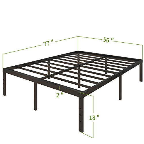 Lotcain 18 Inch Metal Platform Bed Frame/3500Lbs Heavy Duty Steel Slat Mattress Foundation/Reinforced Platform/Noise Free/Easy Assembly,Twin/Twin Xl/Queen/King/California King (Full) #TOP1