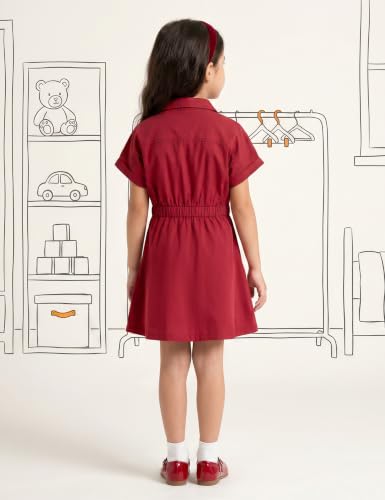 Image of Amazon Brand - Symbol Girl's Cotton Denim Shirt Knee-Length Casual Dress