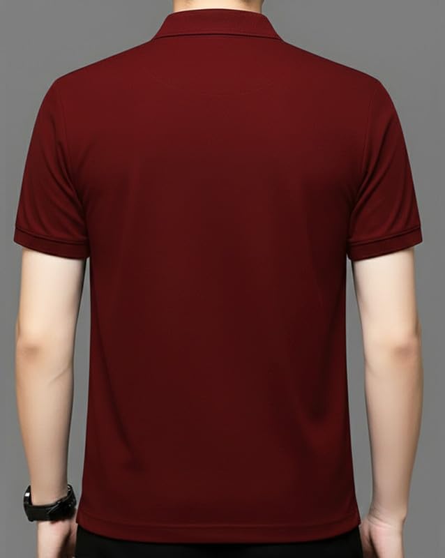 Image of AUSK Men Printed Polo Neck Cotton Blend T-Shirt (Regular Fit, Half Sleeve) || Tshirts for Mens