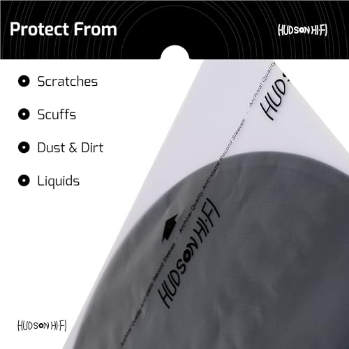 Image of Hudson Hi-Fi Anti-Static Vinyl Record Sleeves - Durable Clear Disc Sleeves- Protect Your LP Albums from Scratches, Dust & Dirt - Acid-Free Rice Paper Disc Covers, 250x Inner Sleeves