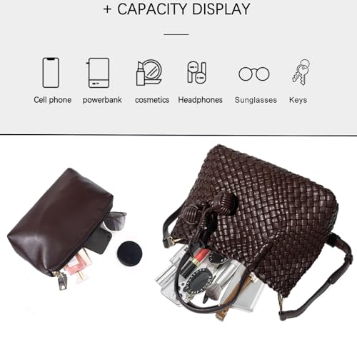 Image of Woven Tote Bag for Women, Hobo Bag for Work, Large Beach Travel Handbags and Purses, Retro Shoulder Bag, Shopping Bag