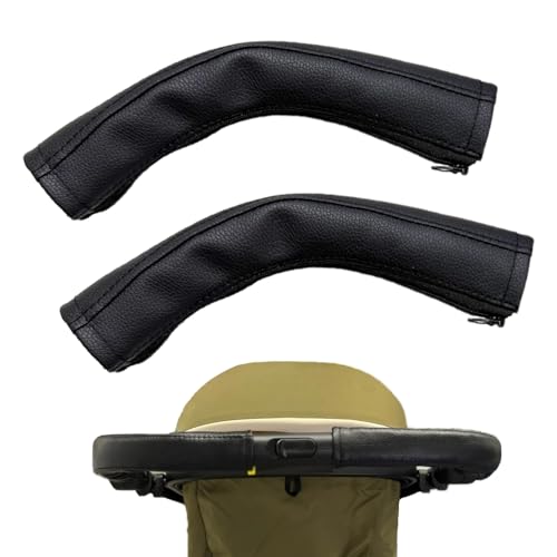 2Piezas Funda Manillar Carro Bebe, Funda de Cuero para Carro Bebe con Cremallera,Impermeable,Accesorios de Cochecito para Babyzen Yoyo Yoya  Negra