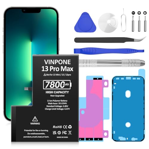 SHENMZ Battery for iPhone 13 Pro Max (2026 New Version) 7800mAh High Capacity Replacement Battery for iPhone 13 Pro Max Model A2641 A2643 A2644 A2645 A2484 with Professional Repair Tool Kits