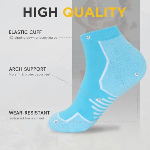 Begrily Women's Cushioned Ankle Low Cut Socks, Athletic Running Cotton Sock 8-Pairs2