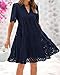 BTFBM Womens Boho Summer Dresses 2025 Resort V Neck Short Sleeve Hollow Out Lace Ruffle Casual Beach Mini Vacation Dress(Navy, XX-Large)