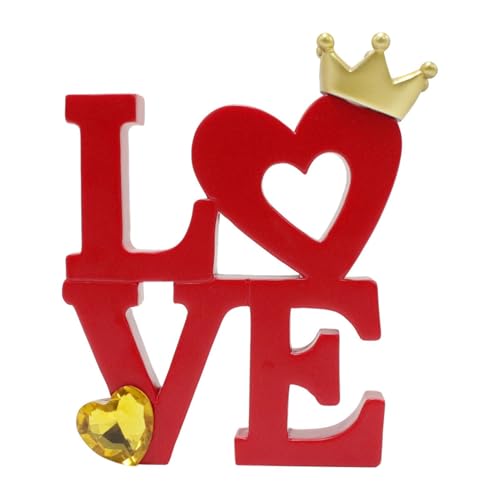 Decoración de pared de signo de amor, signo de cartas de amor, signo de mesa de postre de carta de amor romántica roja, signo de letras rojas románticas en forma de amor, adornos de mesa