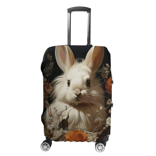 Carry on Luggage Cover Rabbit And Flowers Suitcase Covers for Luggages Tsa Approved Travel Luggage Sleeve Protector Elastic Suitcase Protector Anti-Scratch Washable Fits 19-30 Inch Case -S