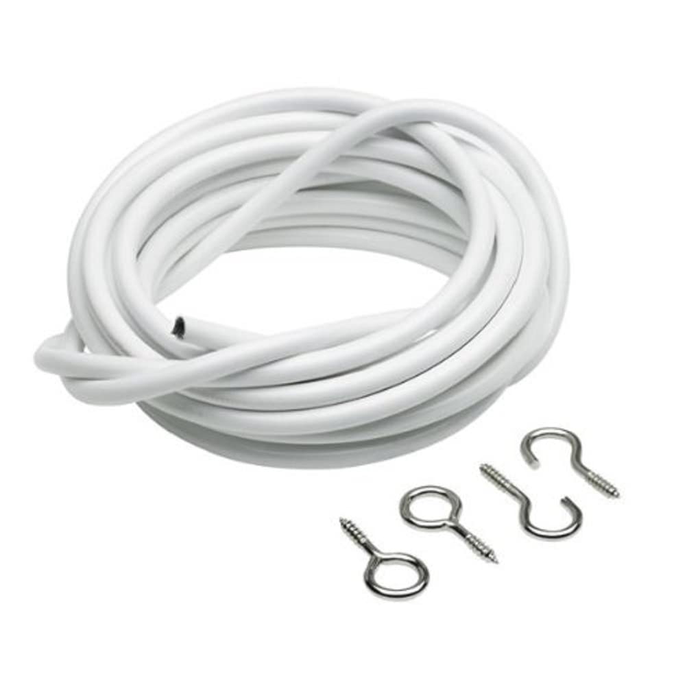 Merriway BH03843 Plastic Coated Curtain Wire with 2 Each Hooks and Eyes, 180 cm (72 inch) , White