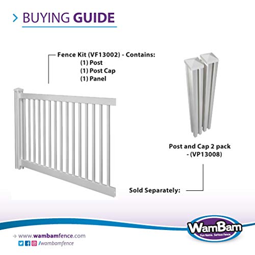 WamBam Traditional 4 by 7-Feet Premium Yard and Pool Vinyl Fence Panel with Post and Cap - Thumbnail 6